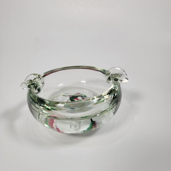 Vintage Solid Glass Ashtray Paperweight White Calla Lilies, Spring Floral 5" - Picture 2 of 4